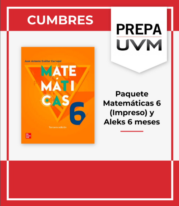 UVM Cumbres Semestral: Paquete Matemáticas 6 + Aleks 6 meses