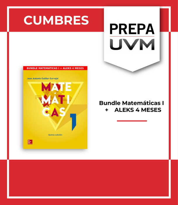 UVM Cumbres Cuatrimestral: Paquete Matemáticas 1 + Aleks 4 meses