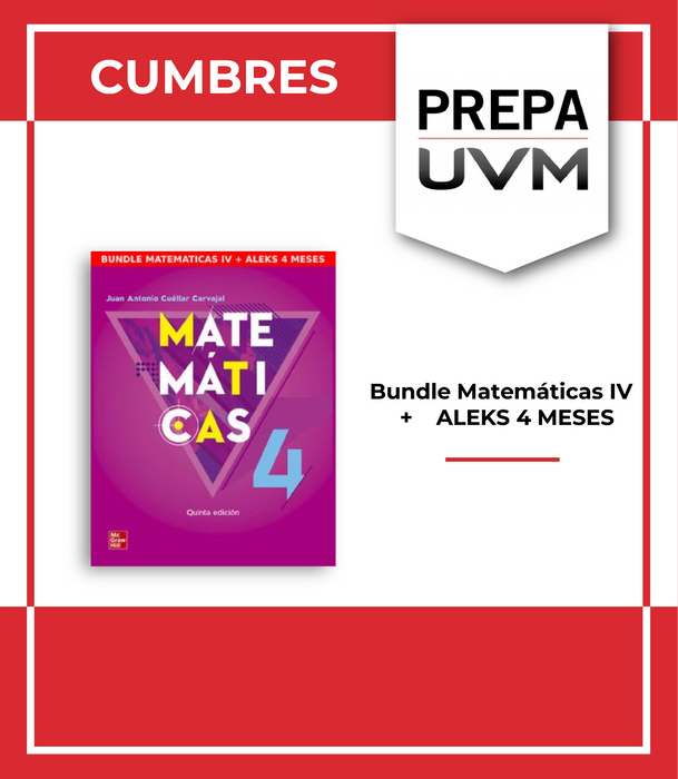 UVM Cumbres Cuatrimestral: Paquete Matemáticas 4 + Aleks 4 meses