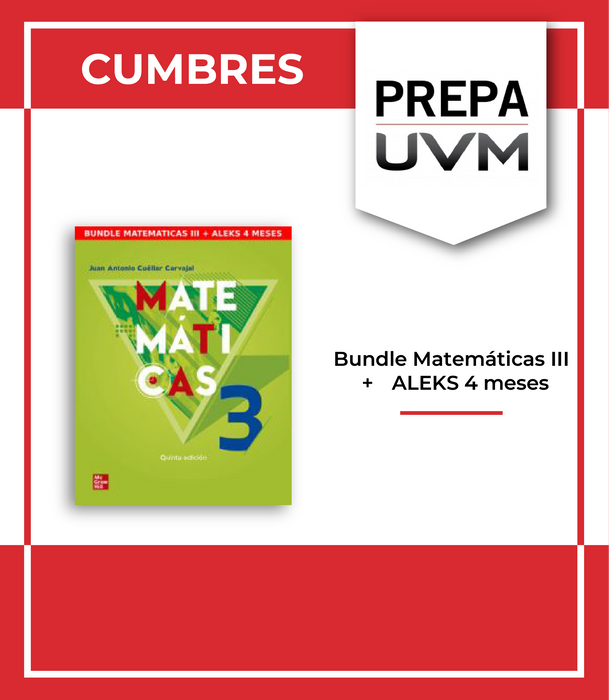 UVM Cumbres Cuatrimestral: Paquete Matemáticas 3 + Aleks 4 meses